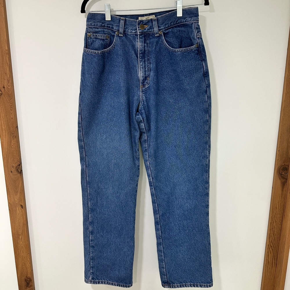 LL Bean Flannel Lined Jeans Women 10 REG Blue Plaid Lining Denim | Gorpcore